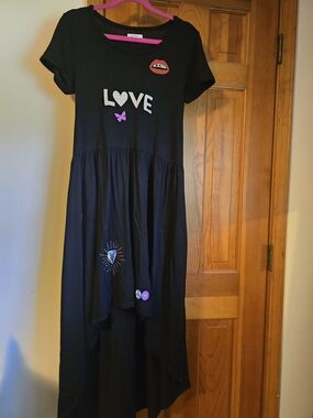 Lauren Moshi Black 'LOVE' High-Low Dress with Embellishments